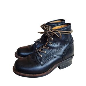 Vintage 70s Frye Women's Black Leather Lace-up Ankle Boots USA  Goodyear Welt